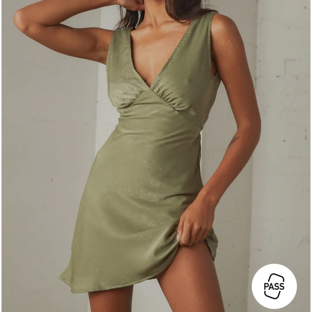 Peppermayo Audrey Slip Dress in Khaki